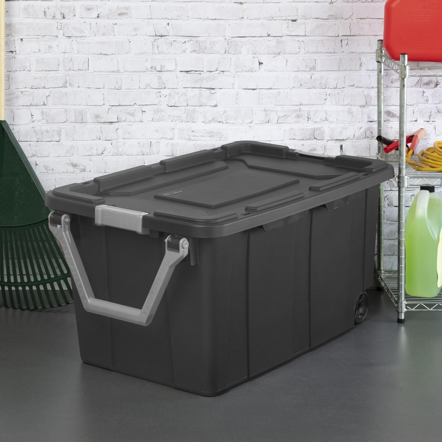 Extra Large Storage Bin, 40 Gallon Wheeled Plastic Storage Container with Handle,Pack of 2 (Gray) - Image 4