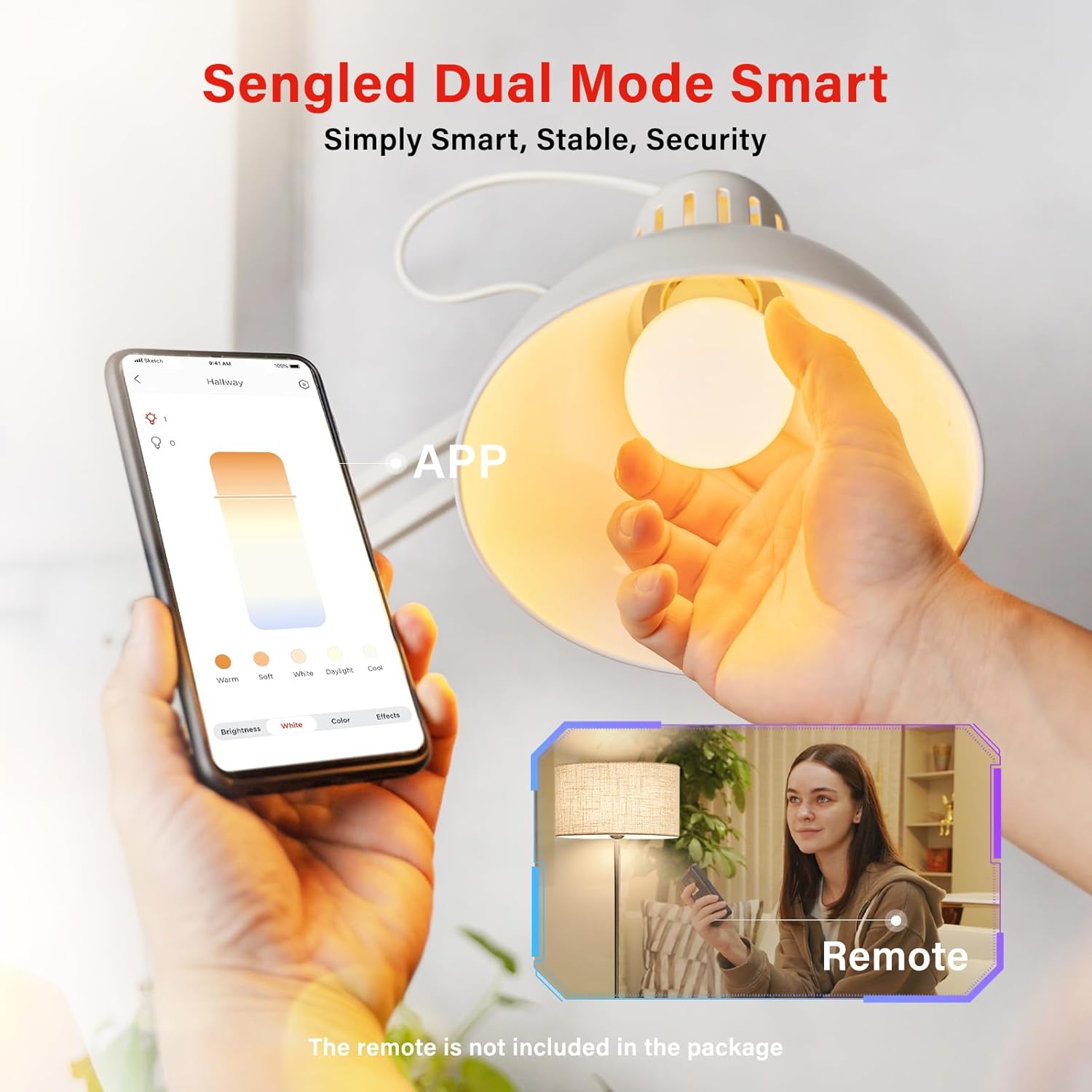 Sengled Dual Mode Smart Light Bulbs with Remote & App Control, LED Bulbs 2700K-6500K Dimmable, Remote Control Light Bulbs 60W Equiv, Local Group Control (4P No Remote, No Support Alexa & Google) - Image 2