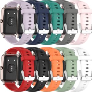 FitTurn [10 Pack 16mm Bands Compatible with FITVII Slim for Women Kids Replacement Glossy Colorful Silicone Wristband Adjustable Accessory Bands Strap for FITVII Slim Fitness Tracker