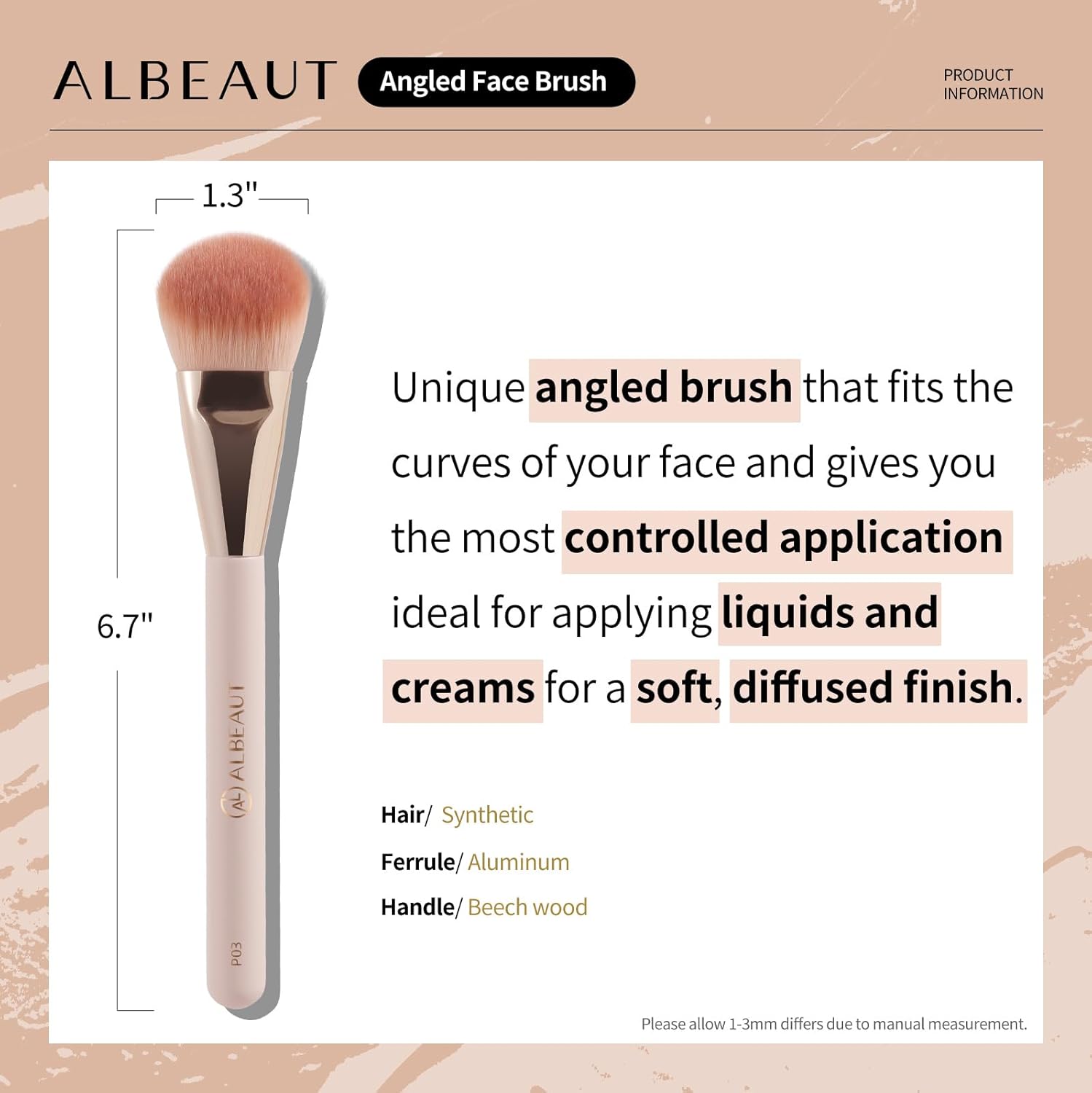 Face Brush for Blush, Bronzer, and Contour Highlighter Makeup Brush Set for Flawless Face Makeup Application - Vegan & Cruelty-Free (Face Brush + Blender) - Image 3