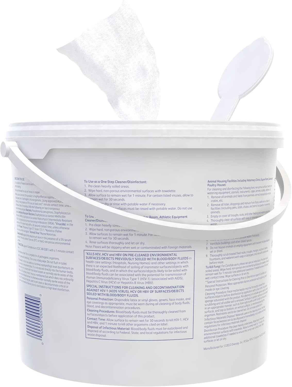 Oxivir Diversey 1 100850924 Disinfectant Cleaning Wipes, Virucidal, Pre-Moistened with Accelerated Hydrogen Peroxide AHP, Unscented, 160 Extra Large 11x12-Inch Wipes, 1-Bucket - Image 3