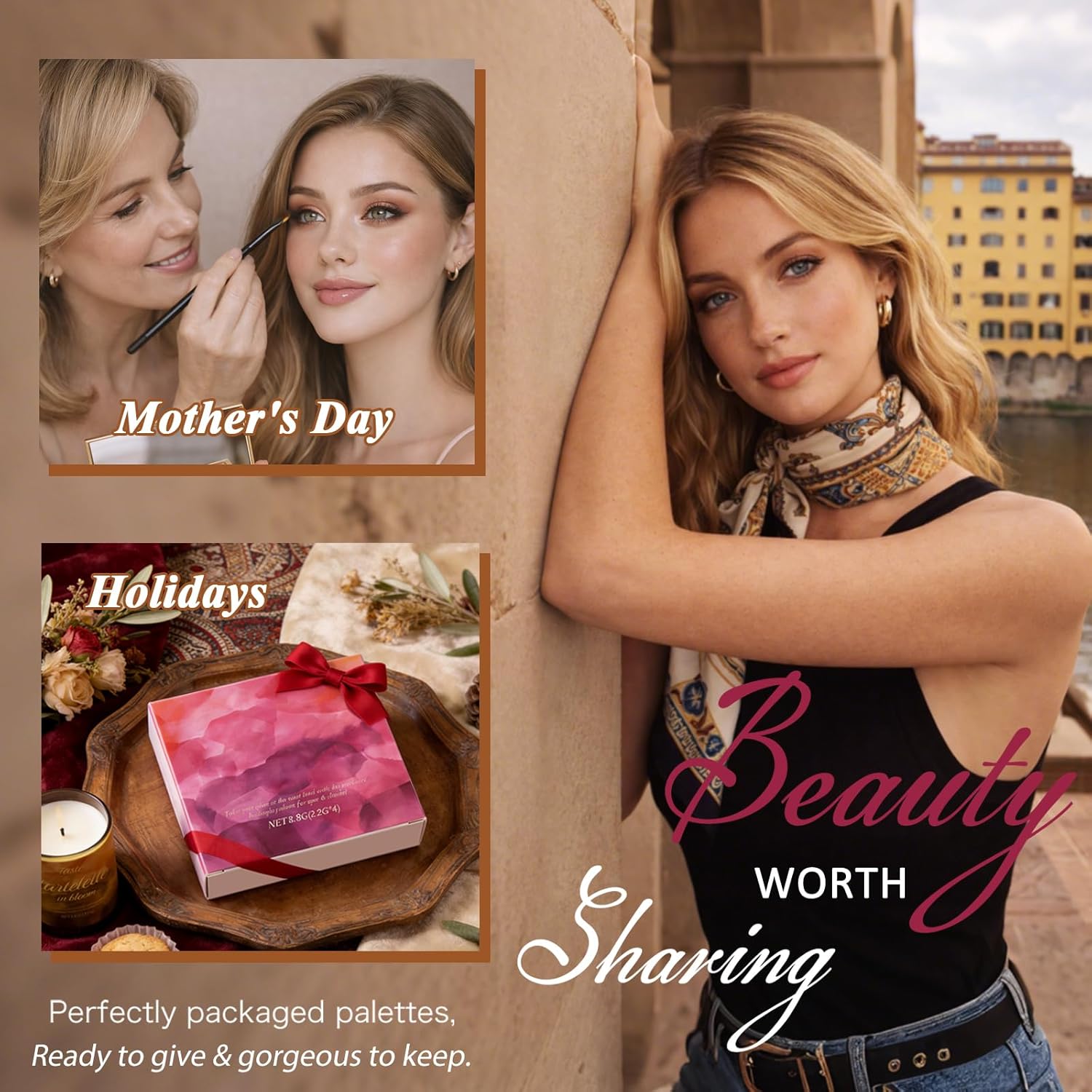 Eyes & Cheeks Makeup Palette - 4-in-1 Eyeshadow, Blush, Highlighter & Bronzer with Smooth Velvet Texture that Blends Easy, Travel-Friendly Full Face Makeup Kit, Perfect Palette Gift for Women - Image 7