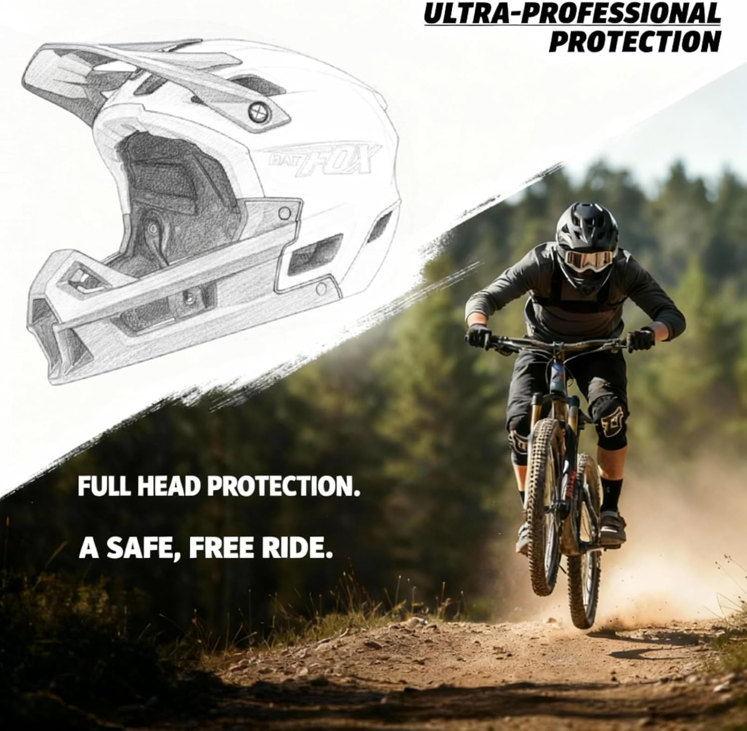 BATFOX Full Face Mountain Bike Helmet for Men Women Adult Helmet Downhill DH BMX MTB - Image 2