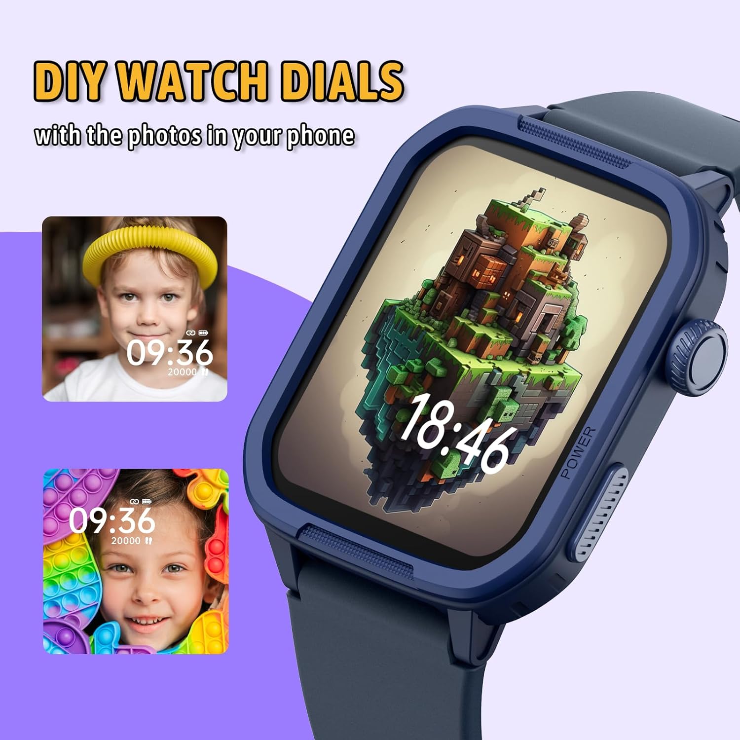 Smart Watch for Kids, Kids Fitness Tracker Smartwatch for Boys Girls Teens Gifts, Sleep Monitor Step Counter Pedometer Stopwatch Alarm Clock DIY Watch Face Touch Screen - Image 3