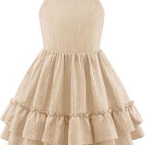 Arshiner Girls Cami Summer Dress Boho Sleeveless Casual Sundress with Pockets for 4-12 Y