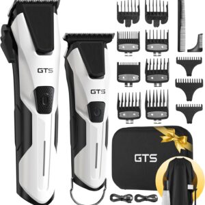 Professional Hair Clippers for Men, Professional Barber Clippers and Trimmer Set, Mens Cordless Hair Clipper for Barbers Haircut Kit Fade White
