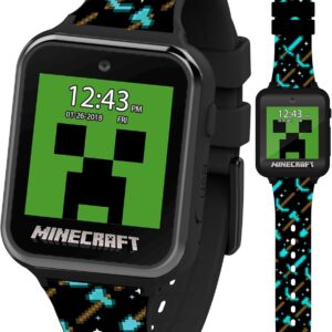 Minecraft Kids Smart Watch – Interactive Touchscreen with Games, Camera, Step Counter, Alarm, Timer, Voice Recorder, and Cool Minecraft Silicone Strap – Fits Wrists 5.5″ to 8.0″