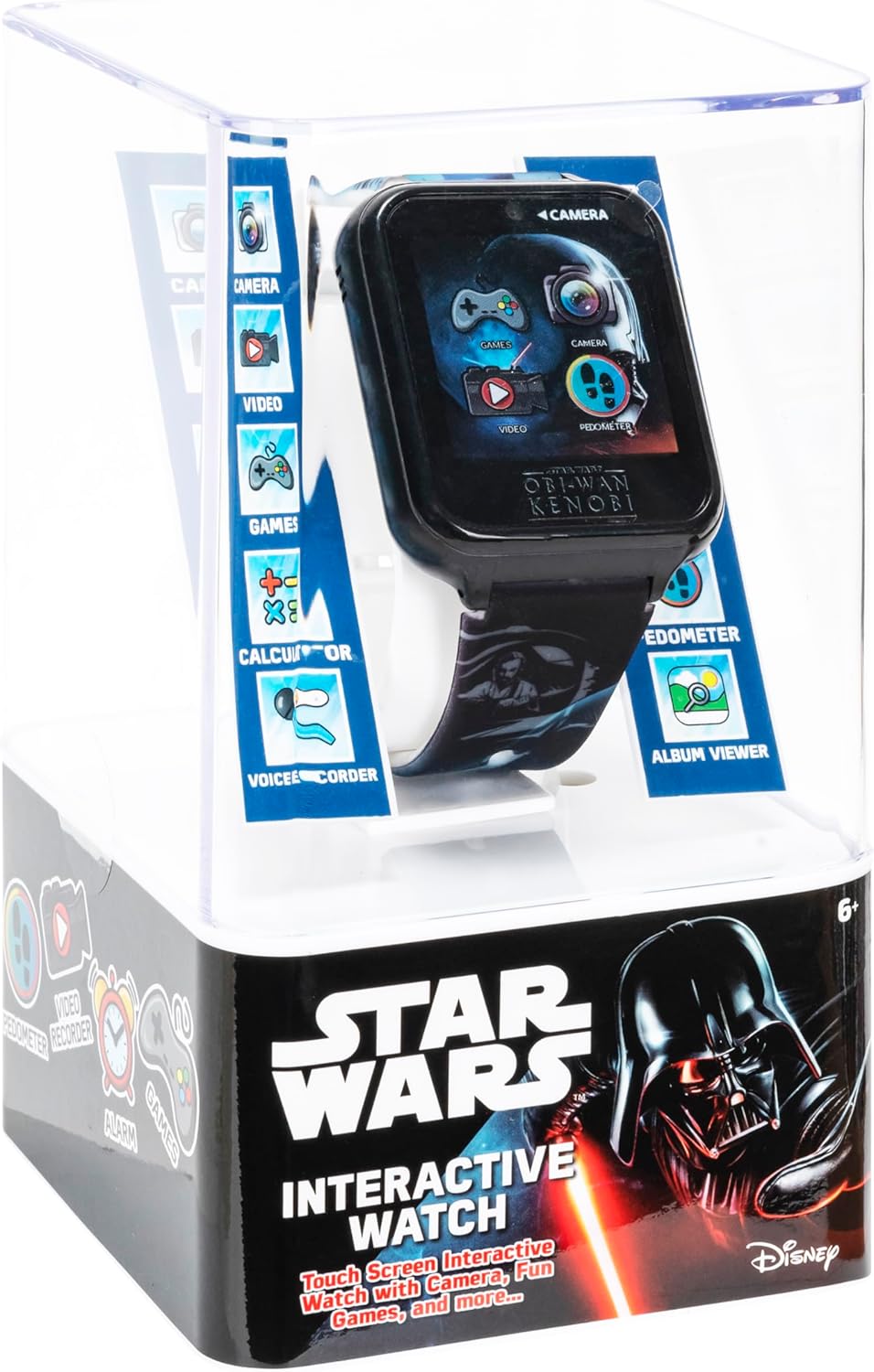 Star Wars Kids Smartwatch with OBI-Wan Kenobi Design, 10 Clock Faces, Selfie Camera, Voice and Video Recorder, Step Counter, Calculator, Alarm, Fun Games, and 3 Wallpapers – Fits Wrists 5.5"-8.0" - Image 6
