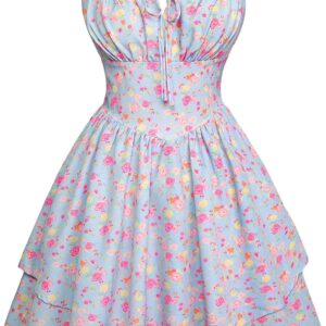SCARLET DARKNESS Floral Mini Corset Dress for Women Teen 2026 Summer Spring Flowy A-Line Sundress with Pockets