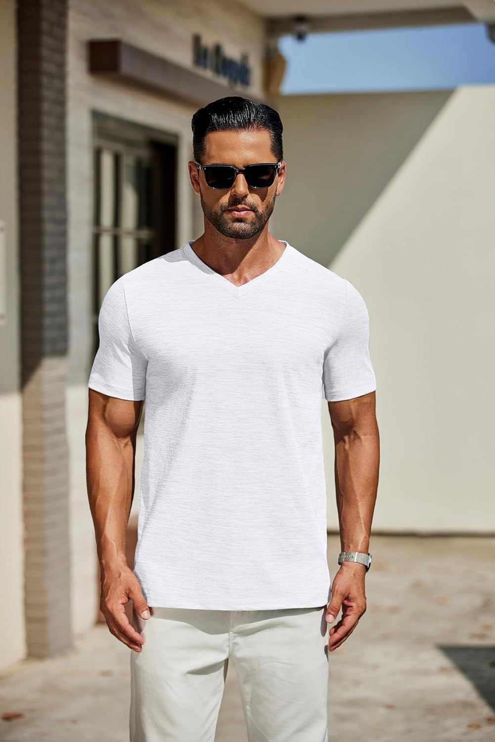 COOFANDY Men's T Shirts Short Sleeve Classic V Neck T-Shirt Casual Summer Basic Tee Shirt - Image 2