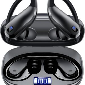 Ear Buds Wireless Earbuds Bluetooth 5.3 Sport Headphone with 80Hrs Playtime,Running Wireless Earphones IPX7 Waterproof Earbuds,Lightweight 7.8g,Noise Cancelling Mic Bluetooth Headphones-Black