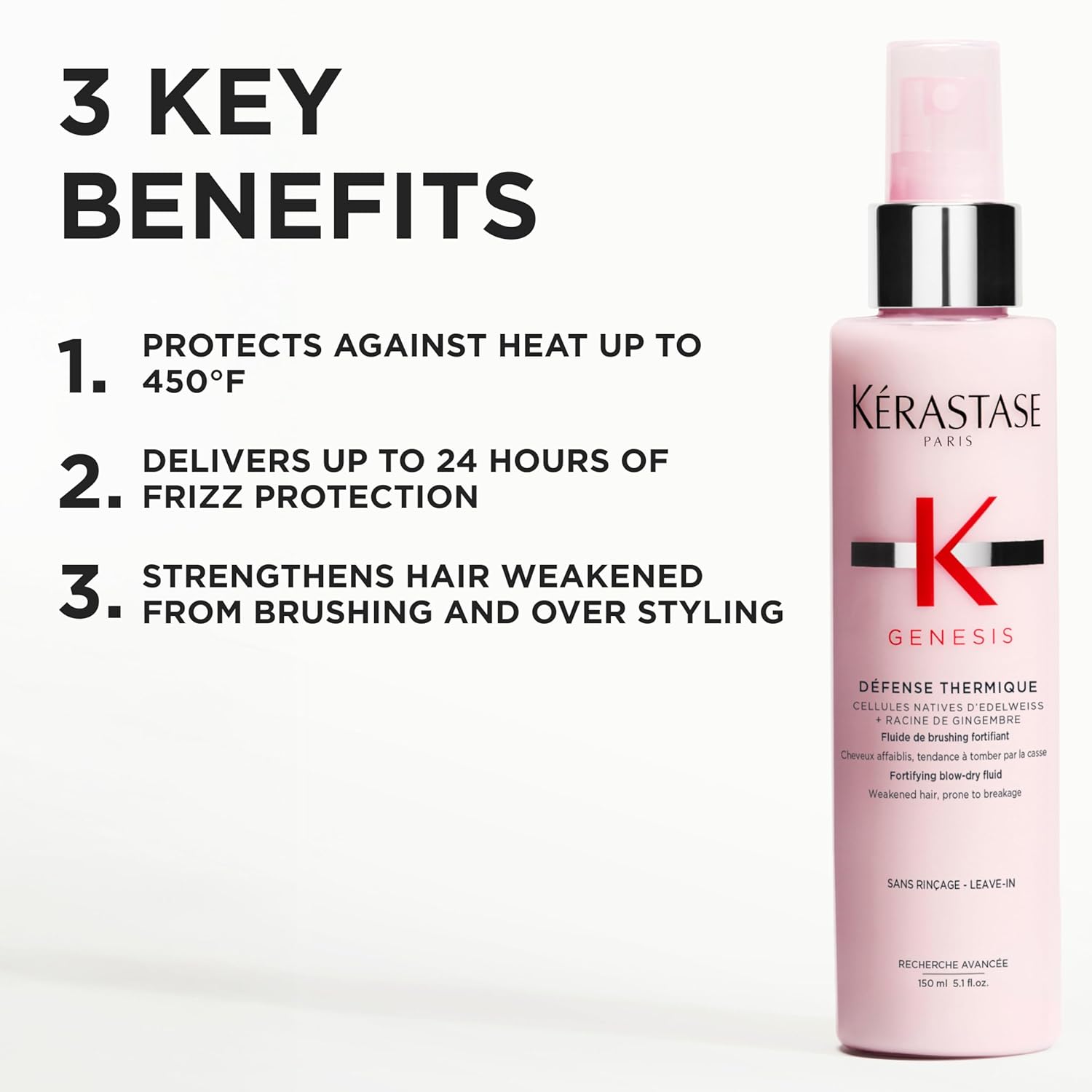 Kerastase Genesis Thermique Blow Dry Primer, Heat Protectant for Weak or Damaged Hair, Anti-Breakage, Detangles and Hydrates without Frizz, Sulfate Free and Defense Thermique, 5.1 Fl Oz - Image 3