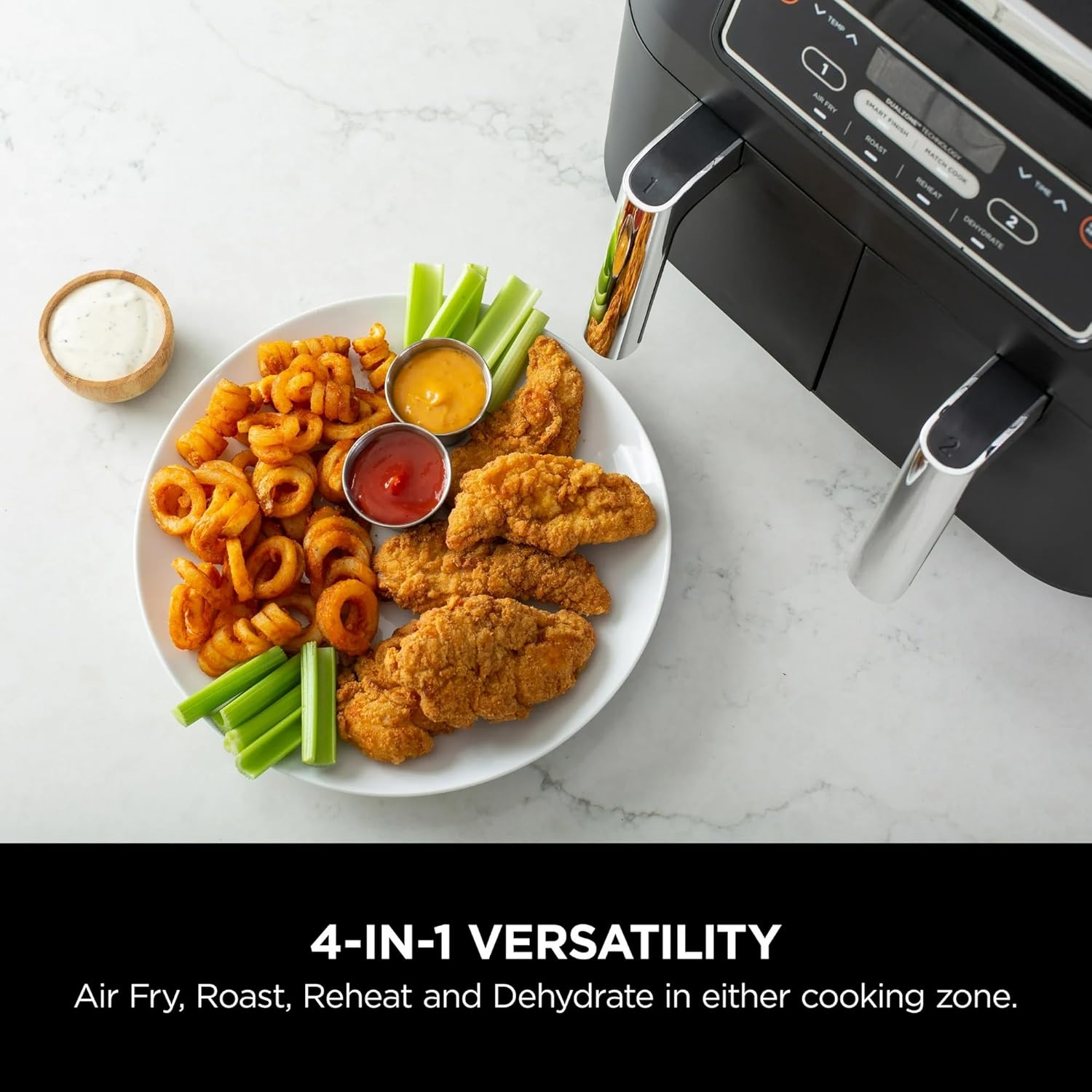 Ninja Foodi 8-Quart Dual-Basket Air Fryer with Smart Finish, 4-in-1 XL Capacity, Nonstick Baskets (8Qt - Black) - Image 3