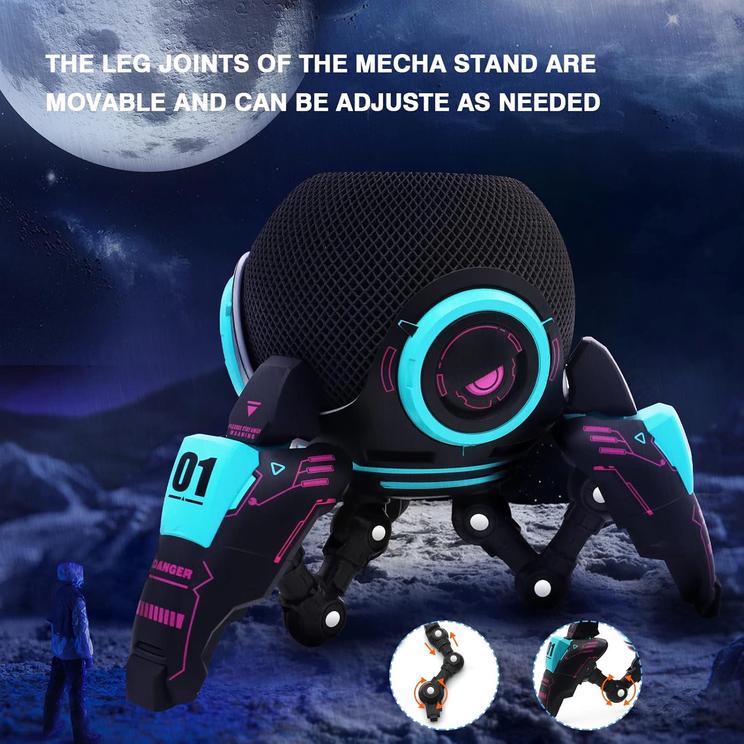 Echo Dot Stand,Table Stand Decorative Holder for Echo Dot (4th & 5th Generations) or Homepod Mini,Bracket can be Adjusted arbitrarily Posture (Black) - Image 5