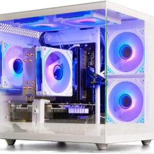 Gaming PC Desktop Ryzen 7 5700X, GeForce RTX 5060, 32G DDR4 RAM, 1TB NVME SSD, WiFi 6, 4K Prebuilt Tower Computer for VR Gaming, Streaming, Home and Office (White)