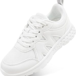 Stelle Girls Tennis Shoes Kids Sneakers with DIY Charms Lightweight Athletic Running Shoes with Non-Slip Sole for School Sports Gym and Casual