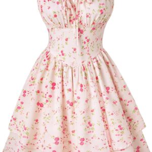 SCARLET DARKNESS Floral Mini Corset Dress for Women Teen 2026 Summer Spring Flowy A-Line Sundress with Pockets