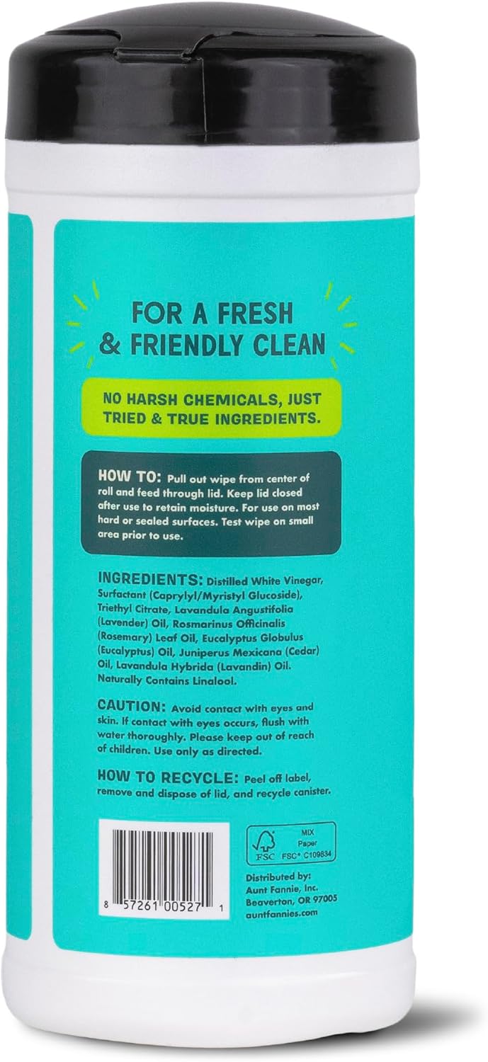Aunt Fannie's Natural Cleaning Vinegar Wipes, Multipurpose Surface Cleaner, Eucalyptus Scent, 35 Count (Pack of 1) - Image 7