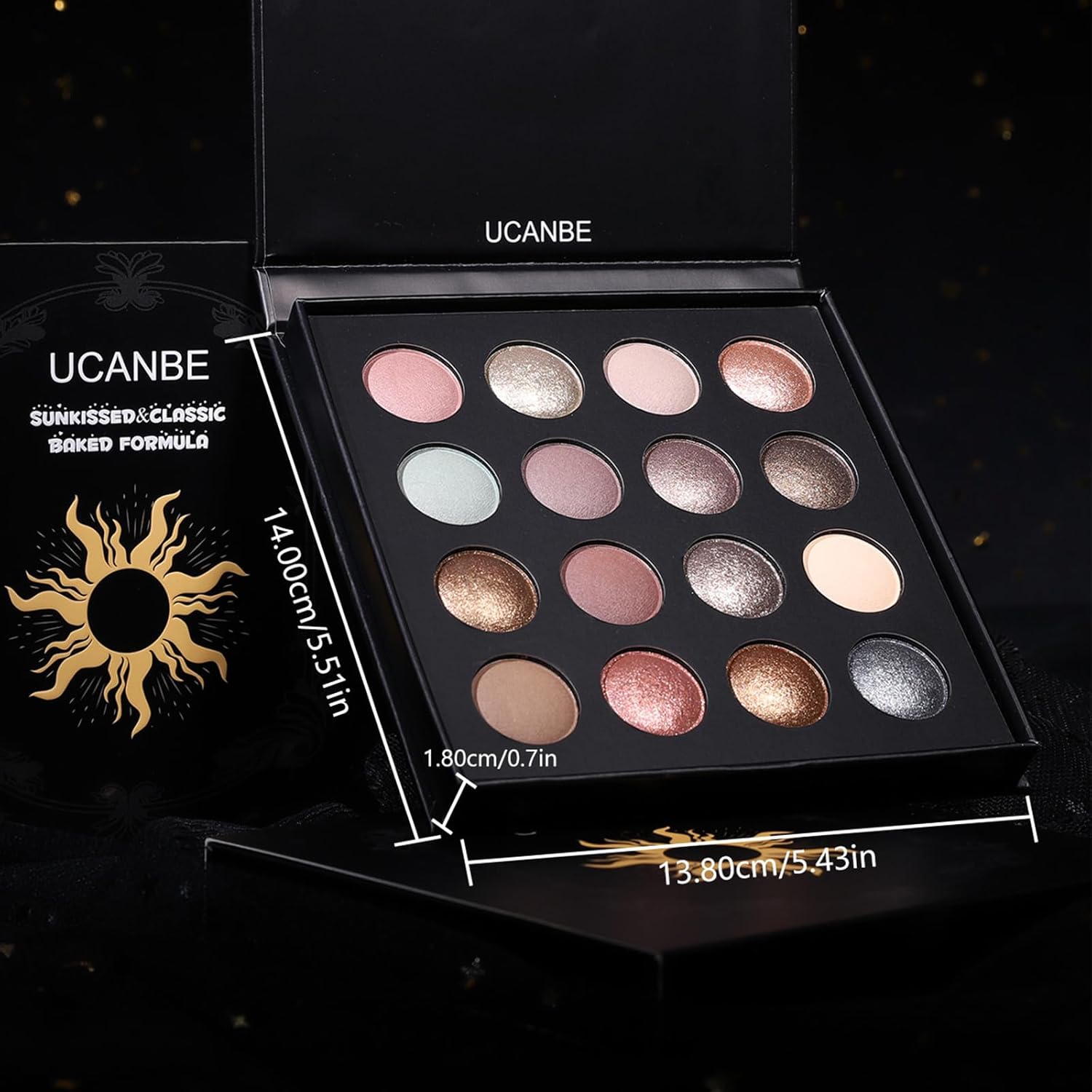 UCANBE Baked Eyeshadow Palette with 15PCS Brushes Makeup Set, 16 Color Natural Nude Matte Shimmer Metallic Eye Shadow Make Up Pallet for Women Girls, High Pigmented Long Lasting Waterproof - Image 7