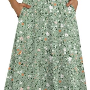 HOTOUCH Summer Dresses for Women 2026 Casual Midi Dress Petal Short Sleeve A Line Dress Pleated Flare Sundress