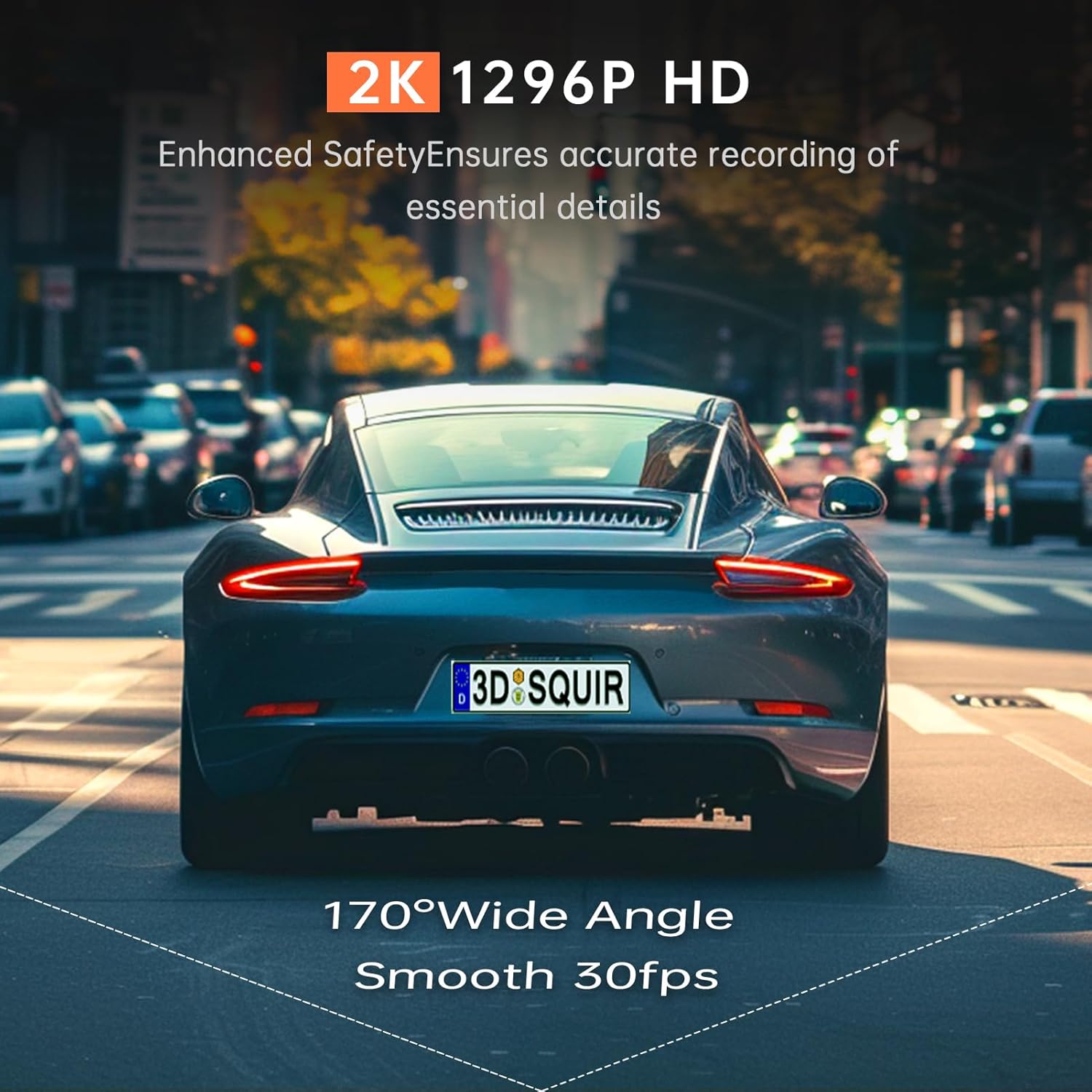 Dash Cam 1296P Front Dashcam, V300 WiFi Dash Camera for Cars with App, Night Vision, Mini Hidden Single Car Camera, Loop Recording, 24H Parking Mode, Support 256GB Max, Black - Image 3