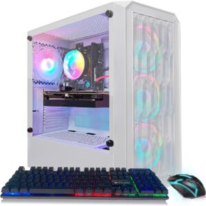 STGAubron Gaming PC Desktop Computer, Intel Core i5-9400F up to 4.3GHz, Radeon RX 590 8G, 16GB DDR4, 1TB SSD, WiFi 6, BT 5.2, RGB Fan x 6, Windows 11 Home,White