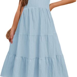 Arshiner Girl’s Sundresses Summer Boho Strap Tiered Cami Maxi Dresses with Pockets
