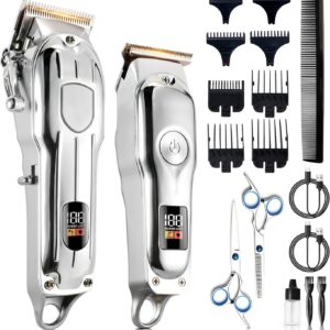 Mensure Hair Clippers for Men, Home Haircut Kit with Scissors, Comb & Guide Combs, Cordless Hair Trimmer Set for Family Use