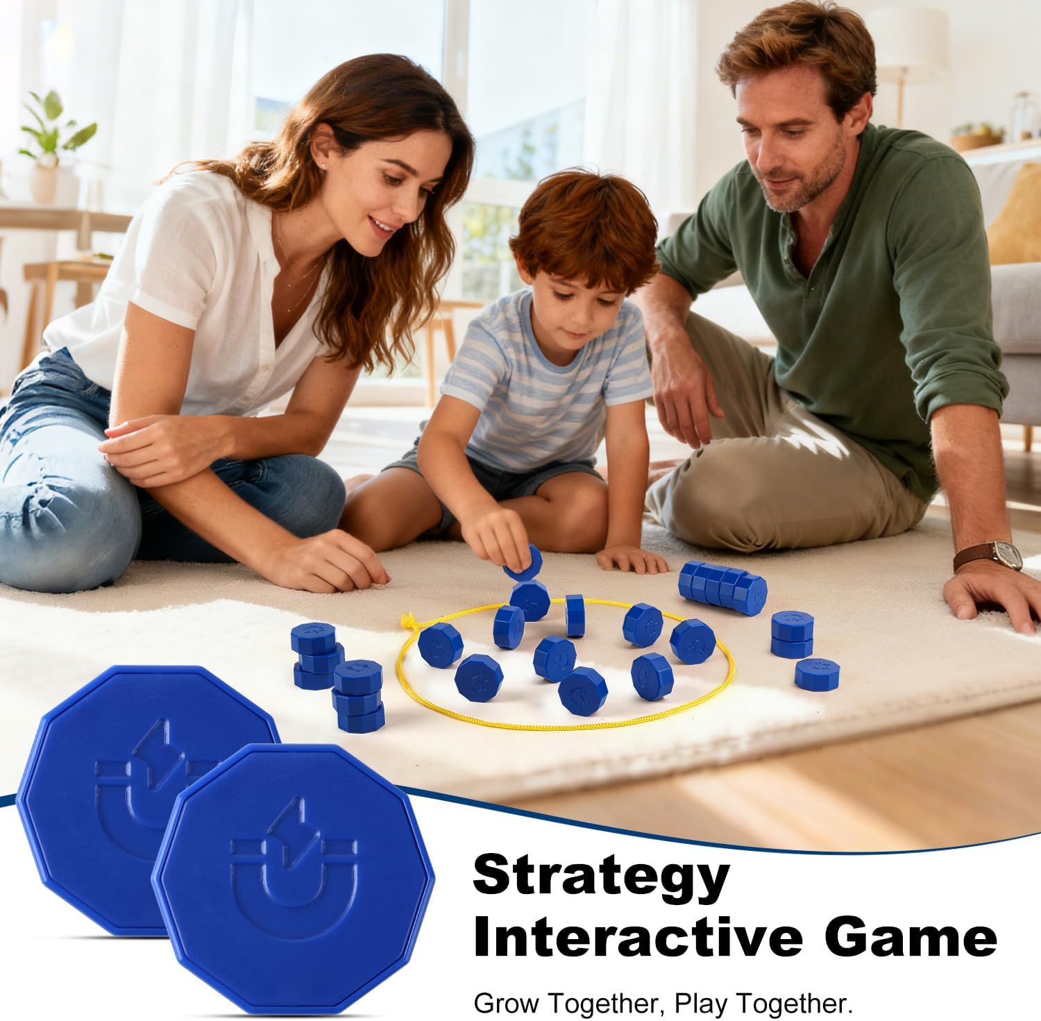 Magnetic Chess Game with 24 Full-Size Stones, Magnet Game with 3 String & Portable Storage Bag, Strategy Board Game for Family Game Night, Indoor Outdoor Use for Kids Adults - Image 5