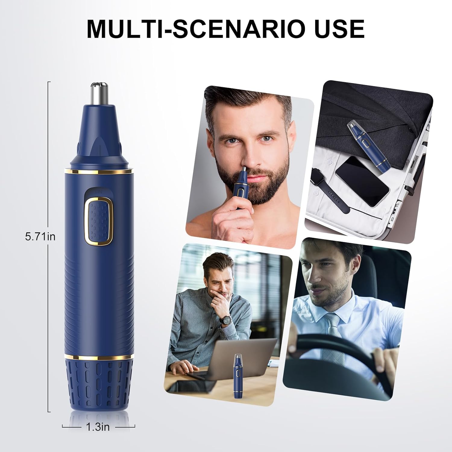 Nose Hair Trimmers for Men,Rechargeable Hair Trimmer 2 in 1 Painless Multifunctional Ear and Nose Hair Trimmer with IPX7 Waterproof Dual Edge Blades (Blue) - Image 6