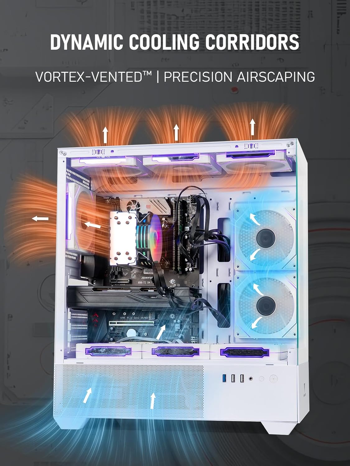 ARGB White Gaming PC Desktop Computer – Core i7-8700K up to 4.7GHz, RTX 4060 8GB, 16GB DDR4 RAM, 1TB SSD, Wi-Fi 6 & Bluetooth 5.4, 9× ARGB Fans, 650W PSU, Windows 11 - Image 3