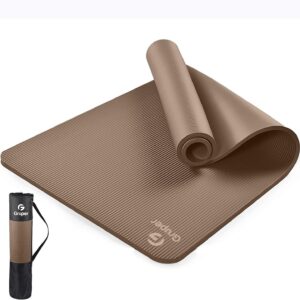 Gruper Yoga Mat Non Slip NBR Extra Thick Yoga Mat, 72″L x 32″/24″W x 0.6″/0.4″TH (185cm x 80cm/61cm x 15mm/10mm), Anti-Tear Exercise Mat with Carrying Strap and Bag, Workout Mats for Yoga, Pilates