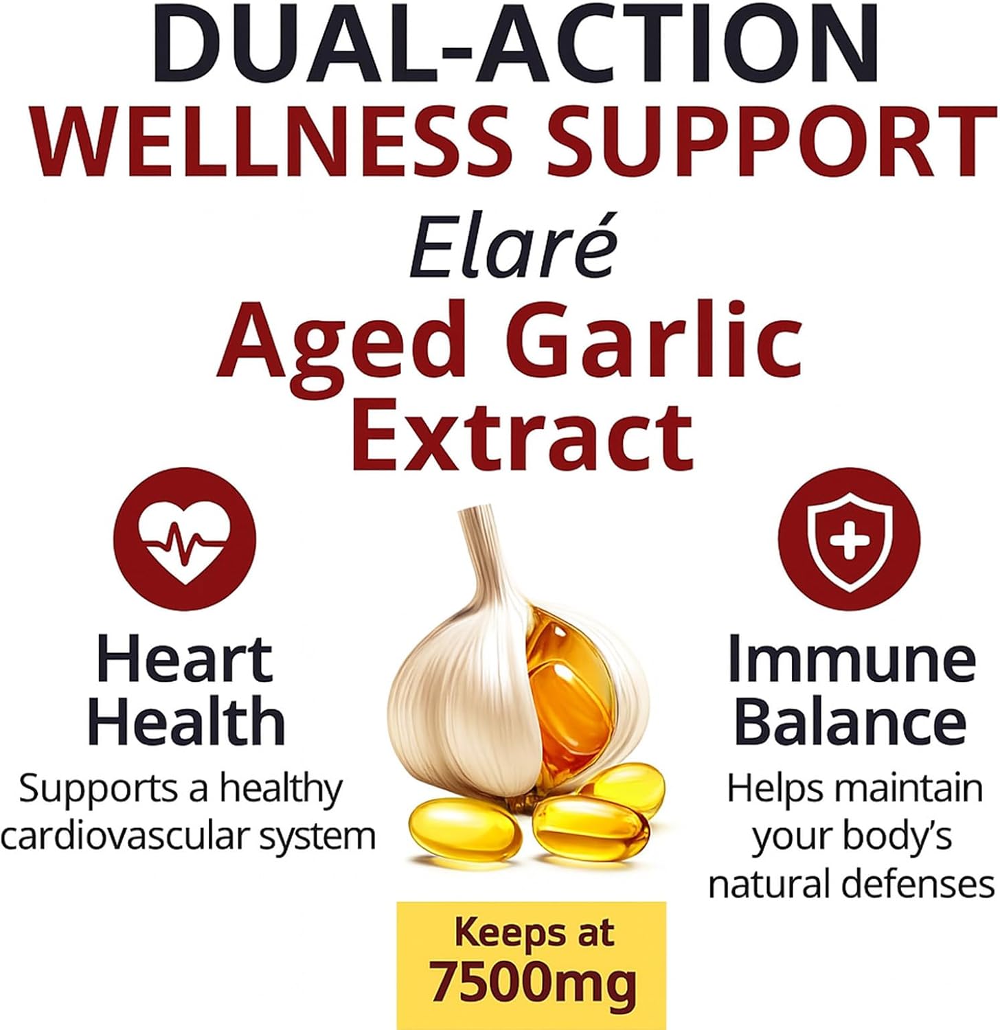 Elare Aged Garlic Extract – 300 Count 7500mg Odorless Organic Garlic Supplement for Heart & Immune Support – Vegetarian, Non-GMO, All-Natural Softgels, 2-Year Matured for Antioxidant Wellness (1) - Image 5