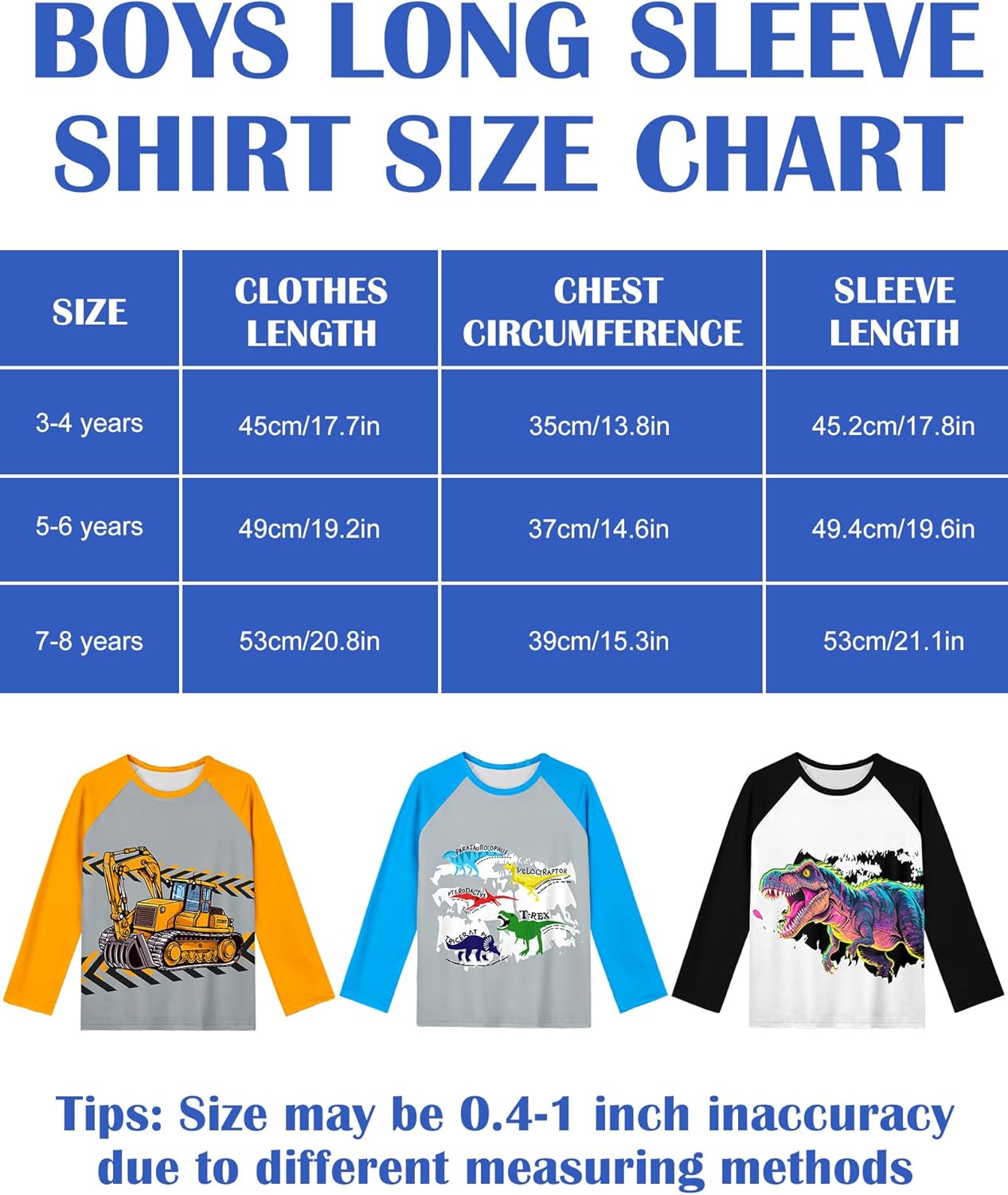 Toddler Boys Long Sleeve Shirts Crewneck Kids T-Shirts Graphic Casual Tops for 3-8 Years - Image 6