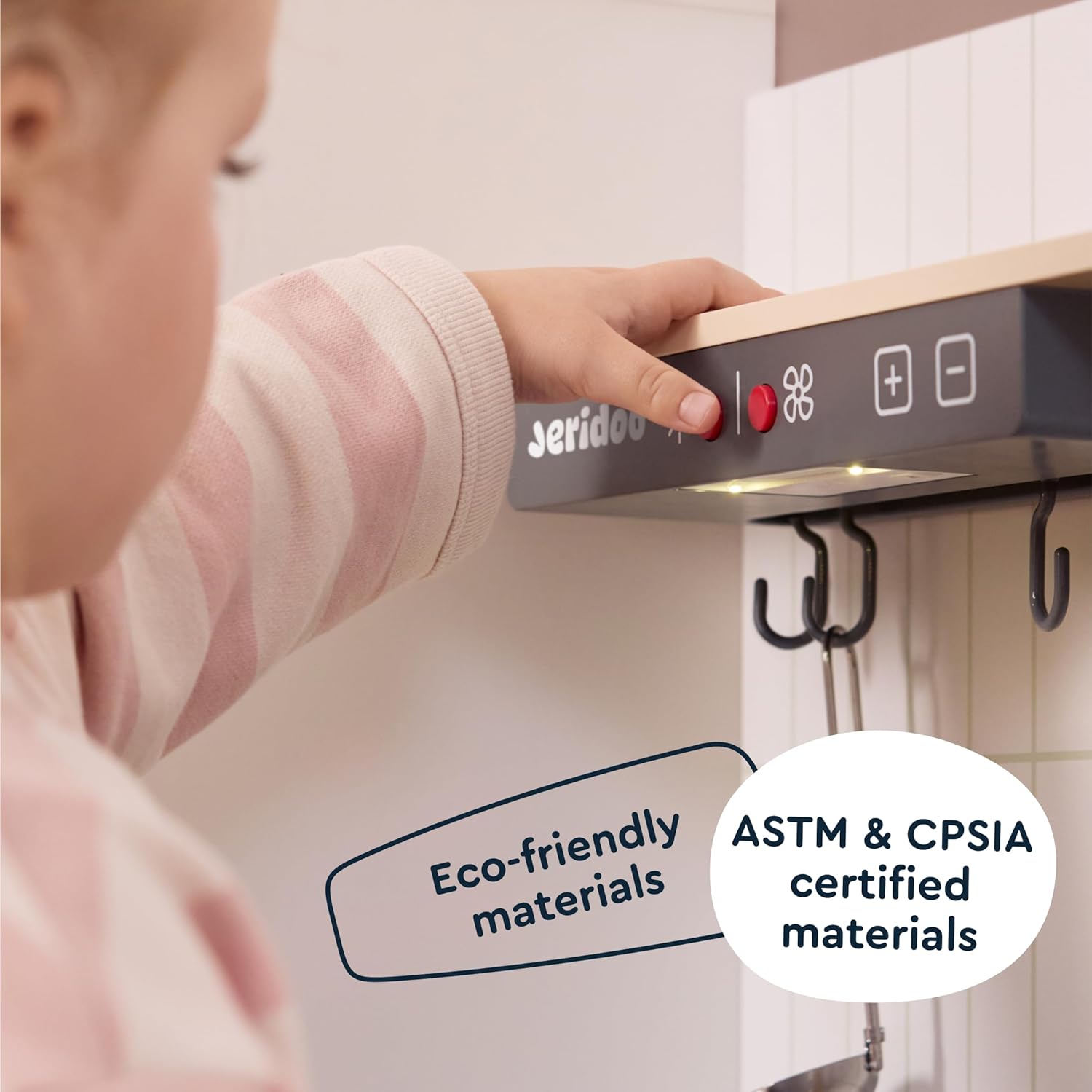 Wooden Kitchen Master Chef's Kitchenette with Sink & 180 Rotated Faucet Toy, Pretend Playset for Toddlers 3-6 – Interactive Kids Kitchen Playset with Lights & Sounds - Image 6