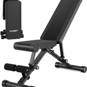 JOROTO Adjustable Weight Bench, 1300LBS Workout Bench for Home Gym Strength Training, Incline Decline Flat Bench Press with Wheels and Extended Backrest, Foldable Exercise Bench for Full Body Workout