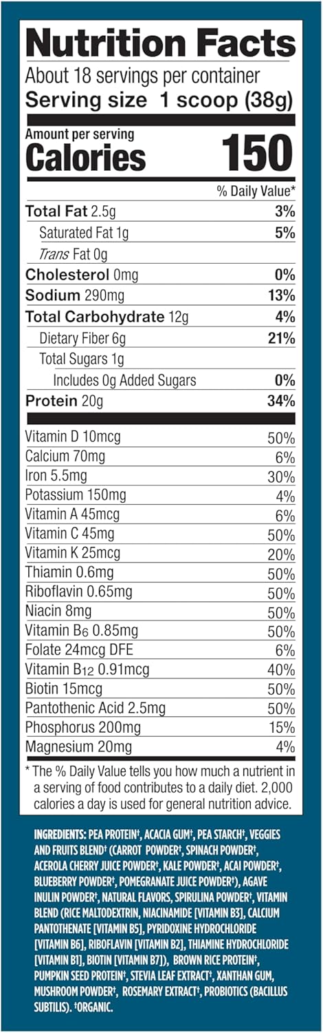 Vega Organic All-in-One Vegan Protein Powder, French Vanilla -Superfood Ingredients, Vitamins for Immunity Support, Keto Friendly, Pea Protein for Women & Men, 1.5 lbs (Pack of 1) - Image 3