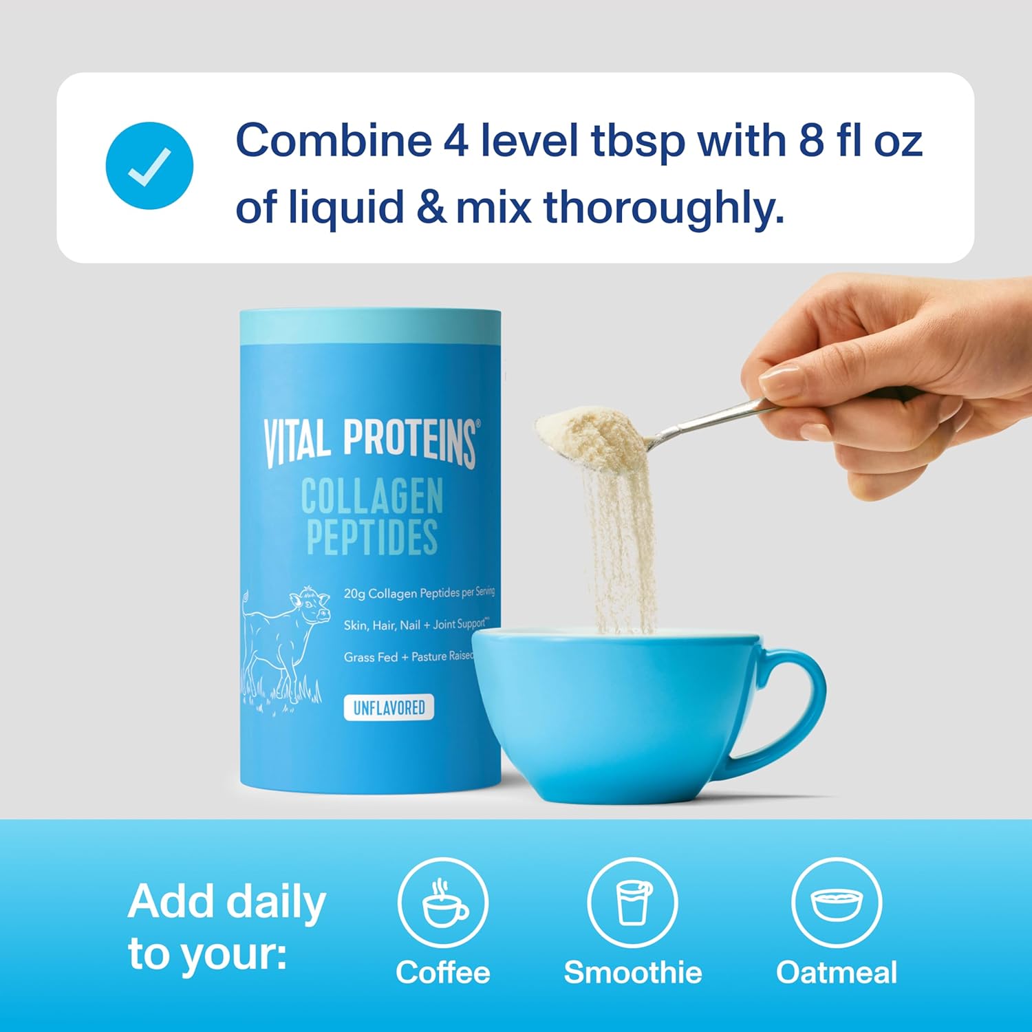 Vital Proteins Collagen Peptides Powder - Supports Hair, Nail, Skin, Bone & Joint Health, Unflavored, Collagen Protein 9.33 OZ - Image 8