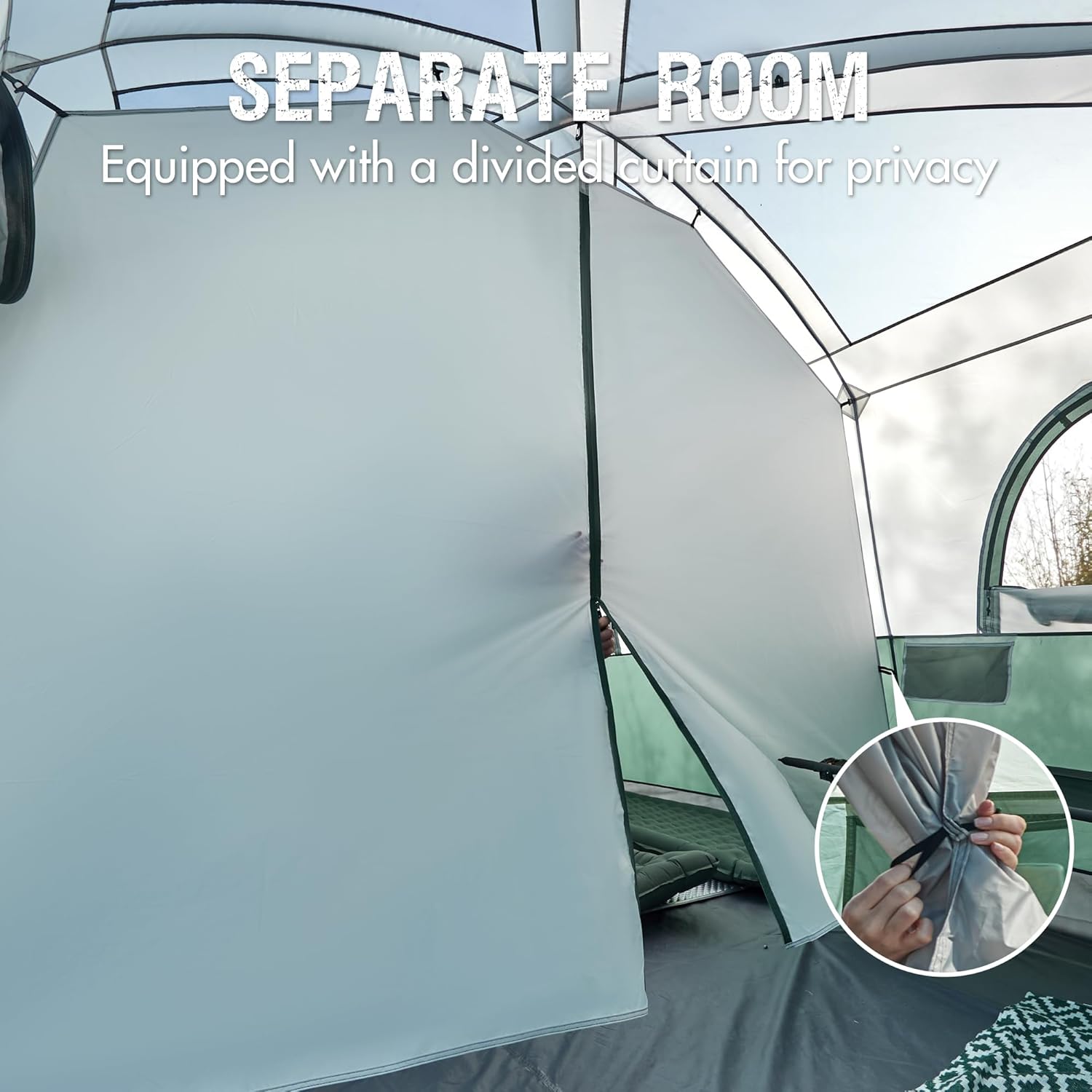 PORTAL 8 Person Tents for Camping, Easy Setup Cabin Tent with Large Porch, 2 Room, Waterproof Family Camping Tent for Outdoor Camping, Patio - Image 5