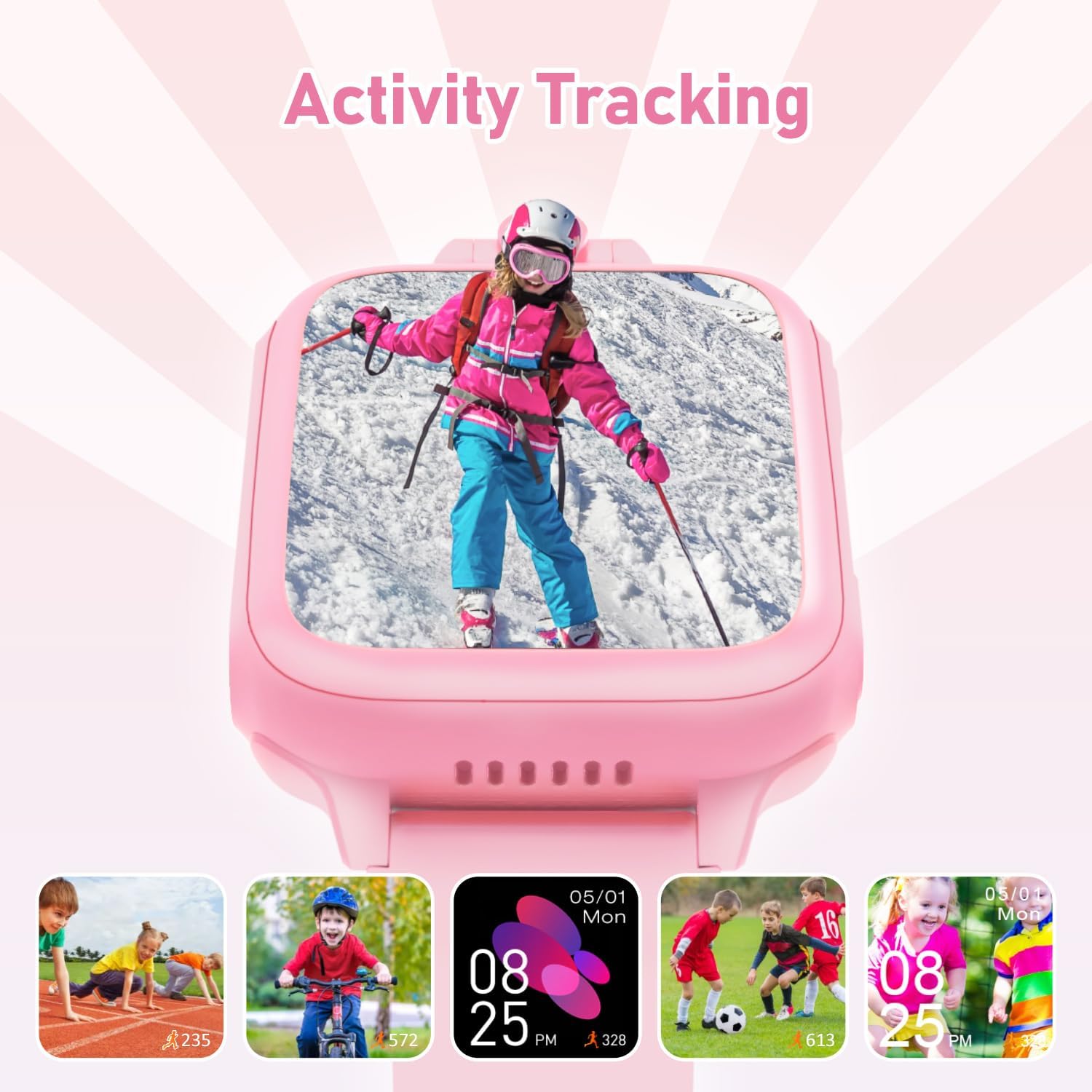 Smart Watch for Kids, Kids Watch Toys with 26 Games Camera Video Recorder Music Alarm Calculator Calendar Flashlight Stopwatch Pedometer, Education Toys for 4-16 Year Olds, Gifts for Boys Girls, Pink - Image 3