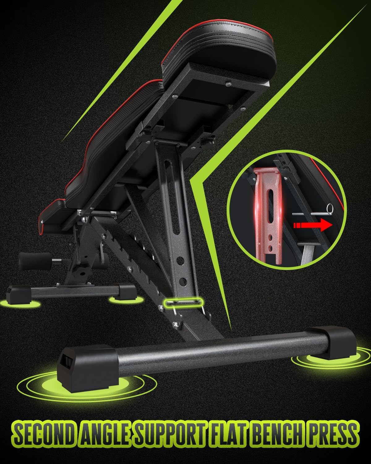 Adjustable Weight Bench for Bench Press, Heavy Duty Stable Workout Bench Foldable Weight Benches for Home Gym, Incline/Decline 90 Degree Bench Exercise Bench - Image 4