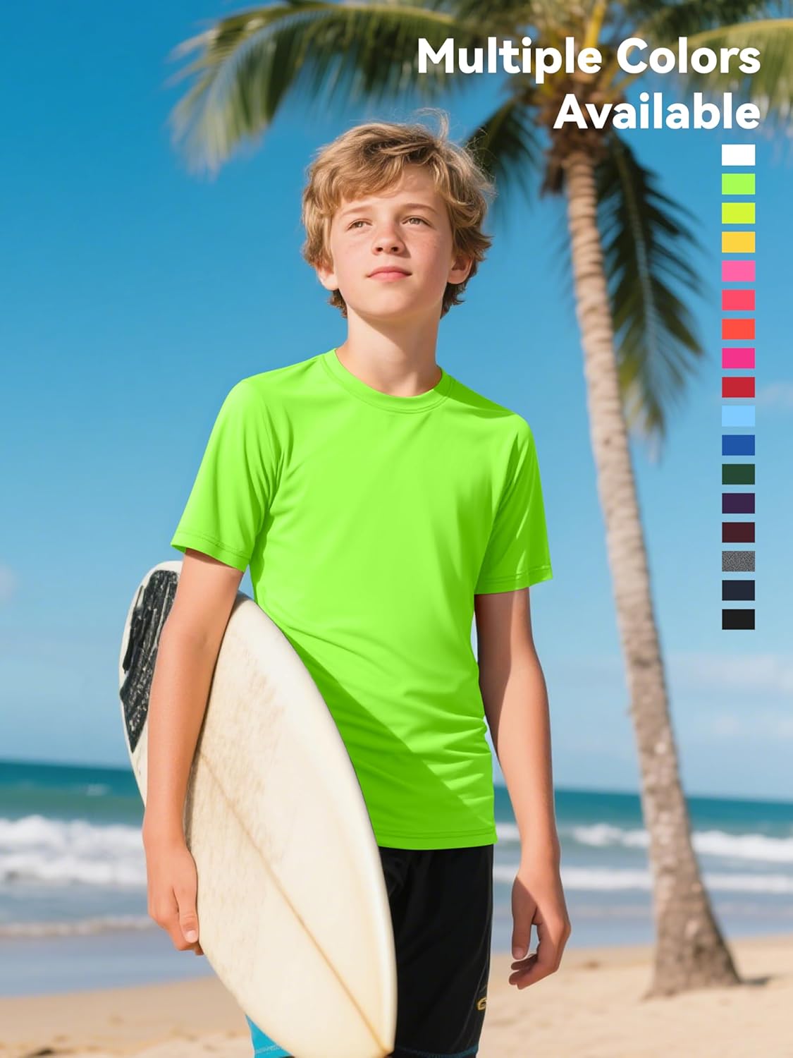 Neon Shirts for Boys Girls UPF 50+ Dry Fit Swim Shirt Kids Rash Guard Athletic T-Shirts for Boys Girls Sports Undershirt - Image 5