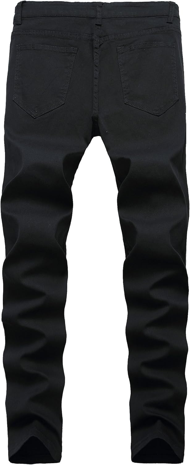 Qazel Vorrlon Men's Blue Skinny Jeans Stretch Washed Slim Fit Pencil Pants - Image 3