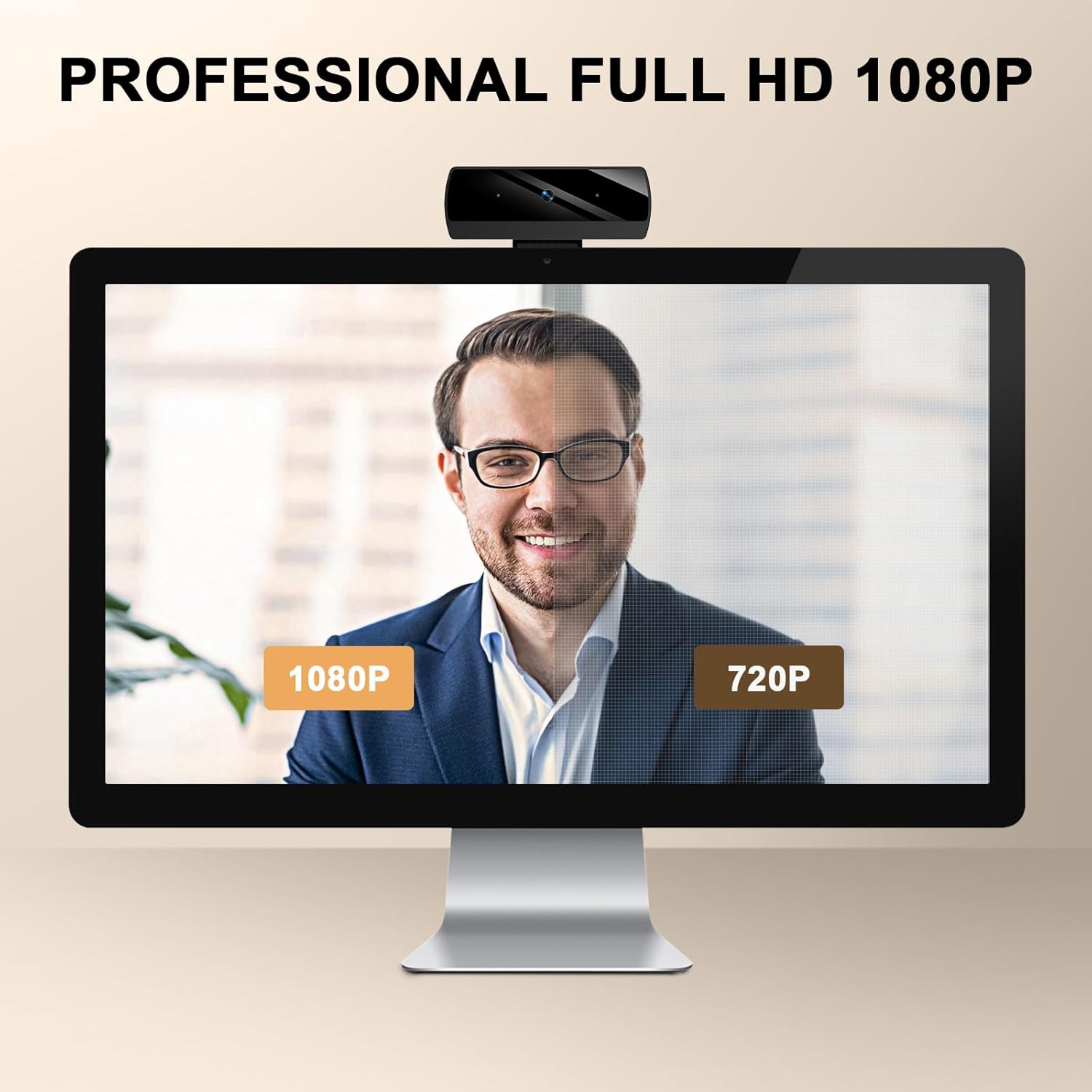 1080P Webcam with Microphone, Full HD Video Calling Web Camera, HD Light Correction Streaming Webcam for Zoom/Skype/Teams, Plug and Play PC Camera Web cam for Windows & Mac - Image 2