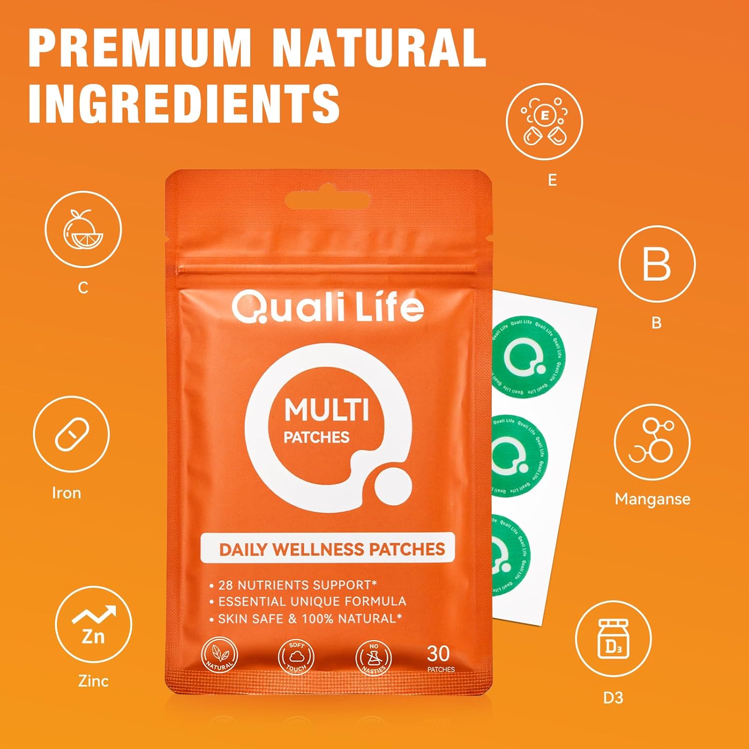 Multi Plus Topical Patch for Women & Men, Essential Daily Healthy Patches with D3&K2 for Hours Release, 28 Nutrients with Iron Support, 30 Days Supply - Image 4