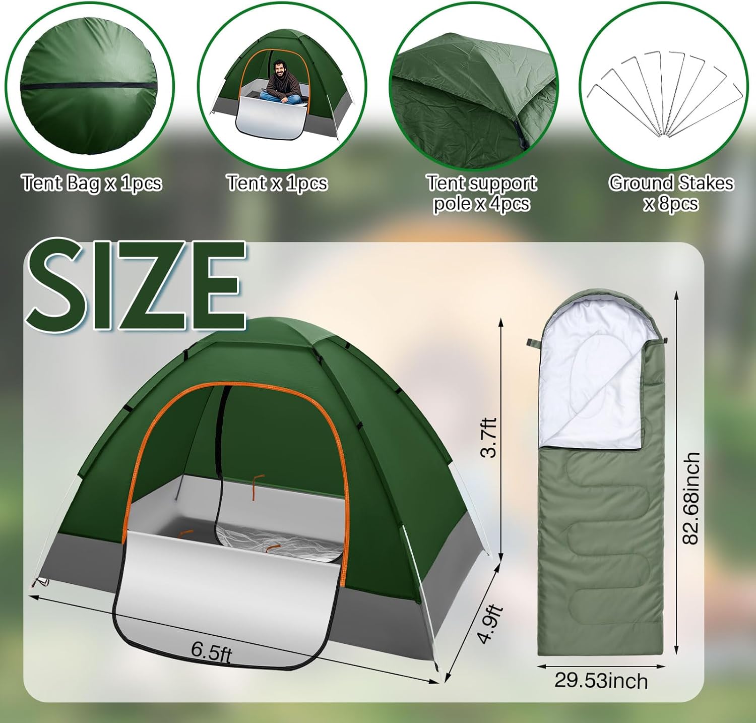 5 Set 2 Person Camping Tent for Homeless Bulk Includ 5 Pack Lightweight Tent and 5 Pack Sleeping Bag Waterproof Windproof Setup Pop up with Rain Cover Carrying Bag for Homeless Hiking - Image 2