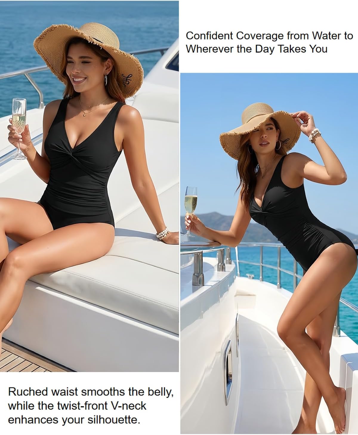 Holipick Women Tummy Control One Piece Swimsuit - Push Up Bathing Suit Full Coverage Slimming Swimwear - Image 4