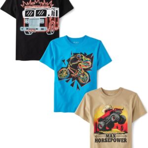 The Children’s Place Boys Vehicle Short Sleeve Graphic T-Shirts,multipacks