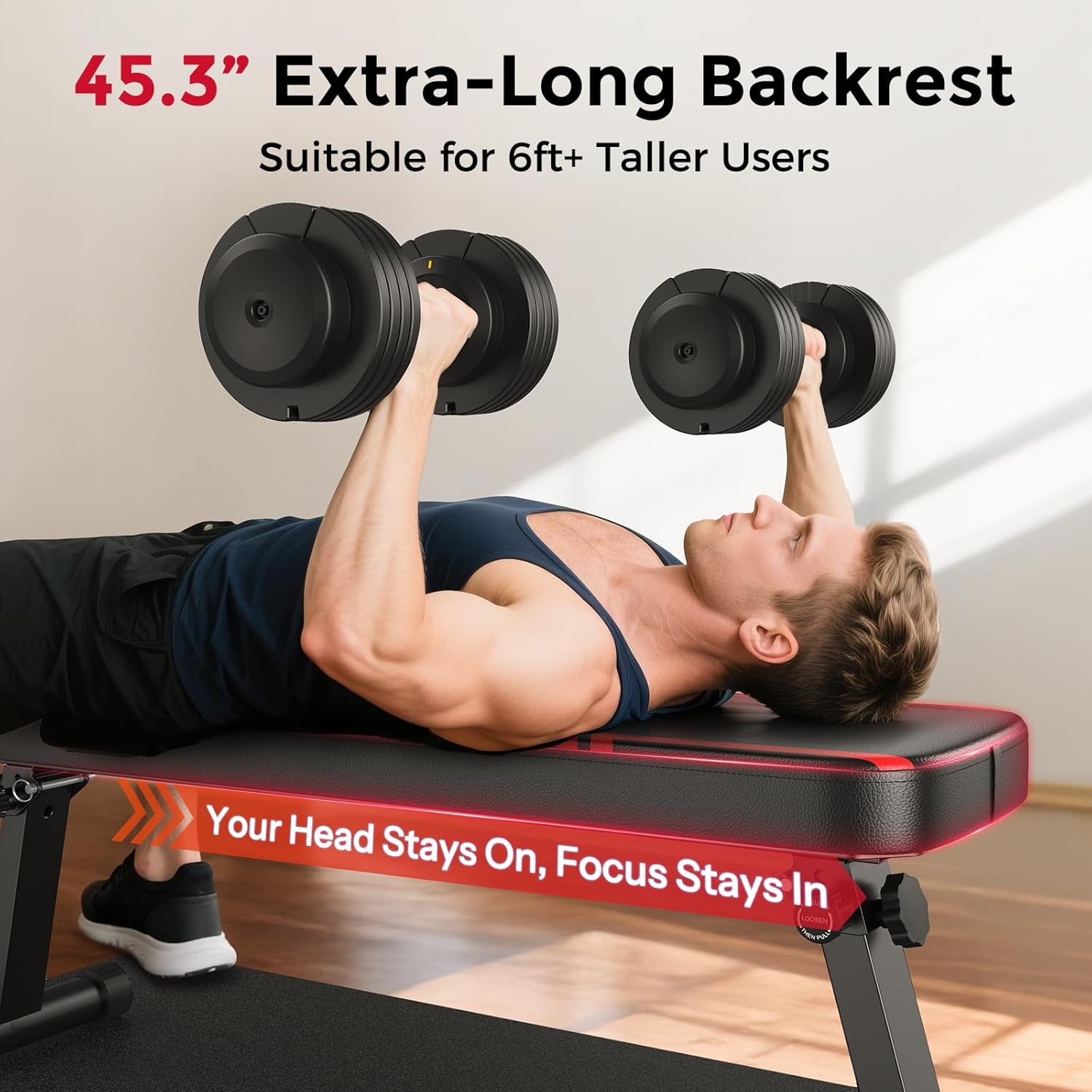 FLYBIRD Flat Bench, Foldable Flat Weight Bench Easy Assembly for Strength Training Bench Press, 600/1000 LBS 2 Versions - Image 4