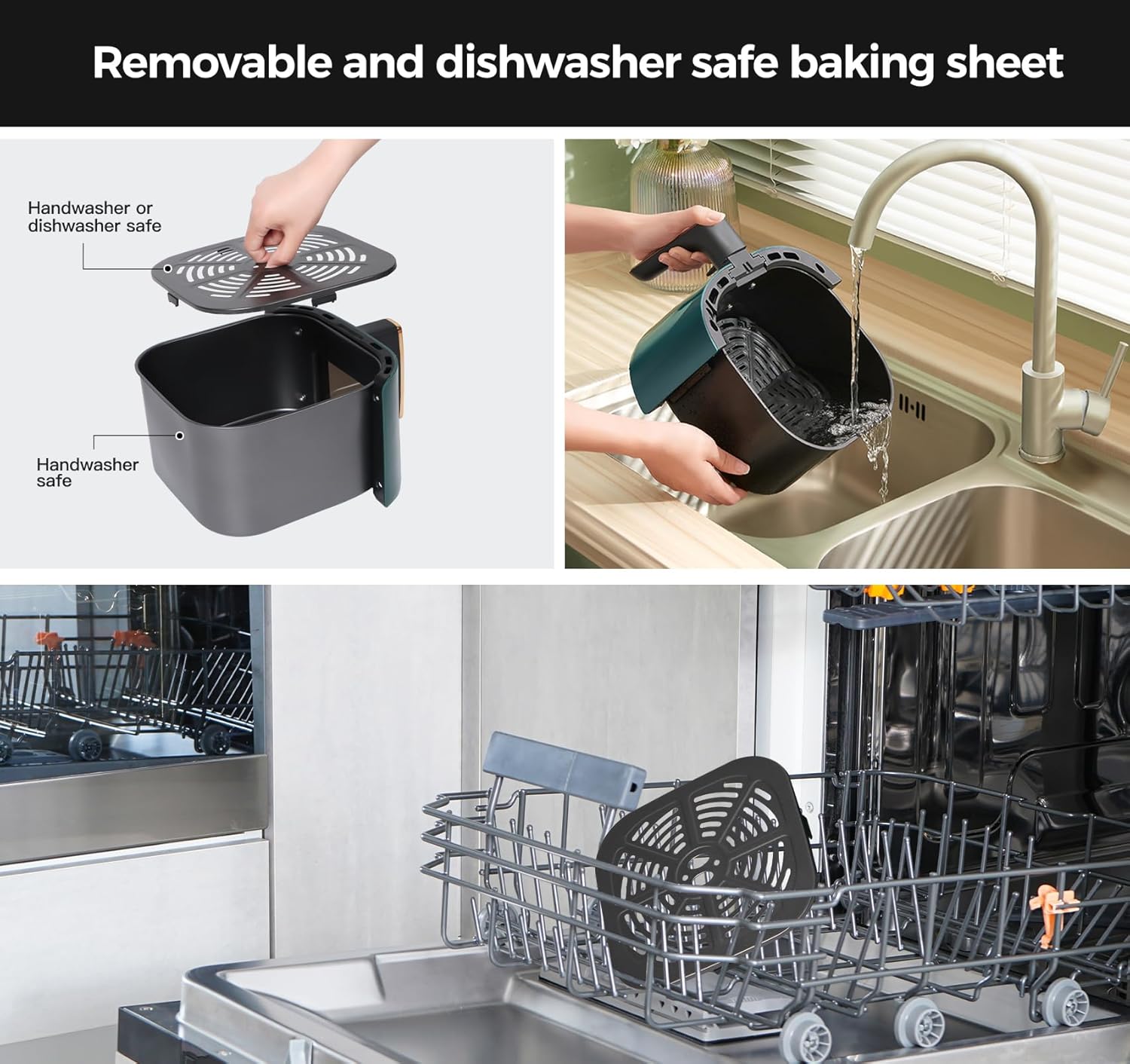 Panana 8QT Large Air Fryer Compact, 8 Preset Menus Airfryer, One-Touch Digital Control Presets, Touchscreen Display, Dishwasher Safe, Nonstick, Fit for Family (Green) - Image 6